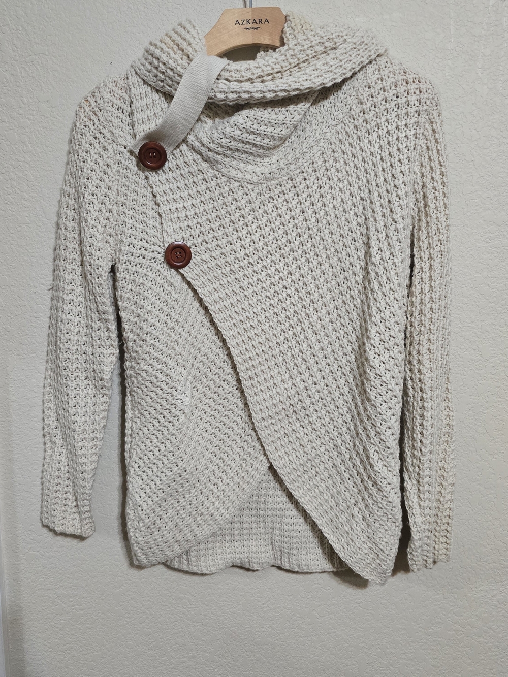 Miracle Cream Knit Asymmetrical Button Cardigan